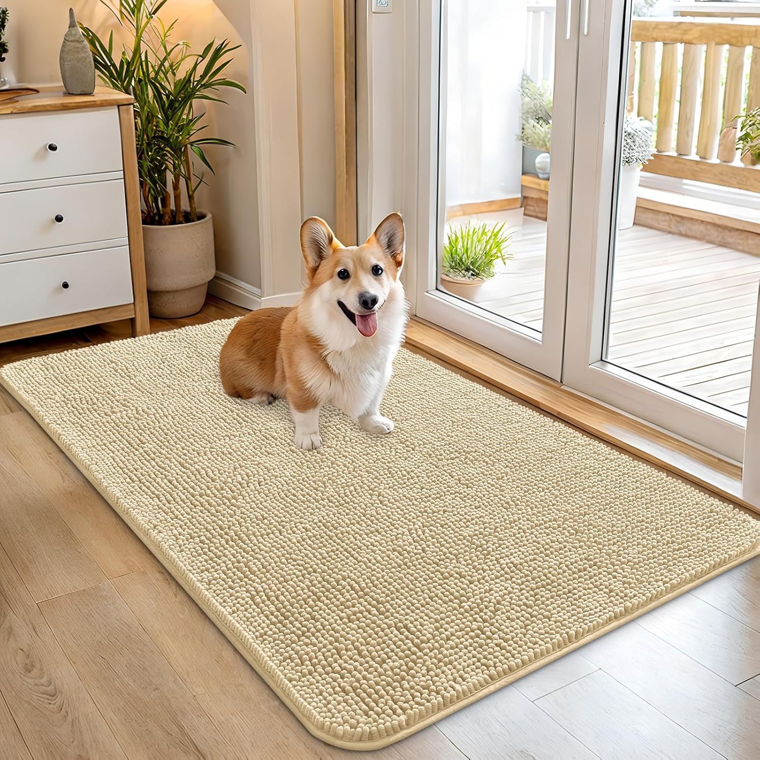 OLANLY Dog Door Mat - Absorbent Non-Slip Mud Mat for Indoor Use | Quick Dry Chenille, 45x27 Inches