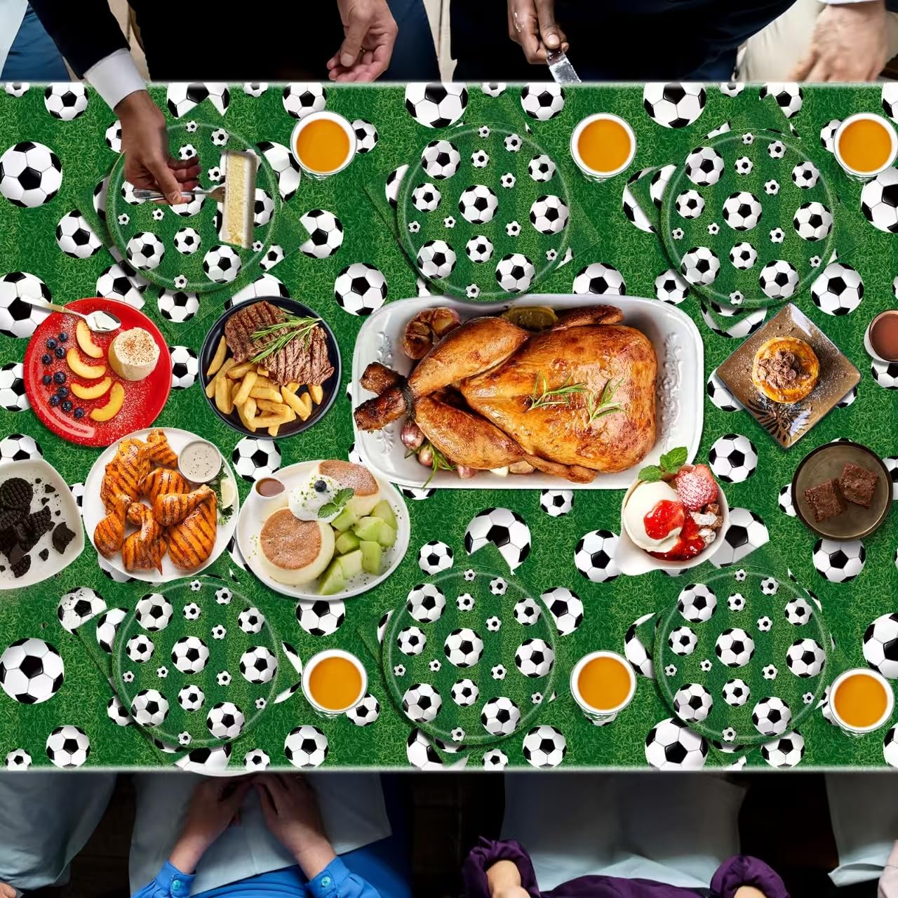 Soccer Birthday Party Decorations Includes Plates Napkins Banner Cups Tablecloth for Soccer Sports Theme Birthday Party Decorations, Serve 20