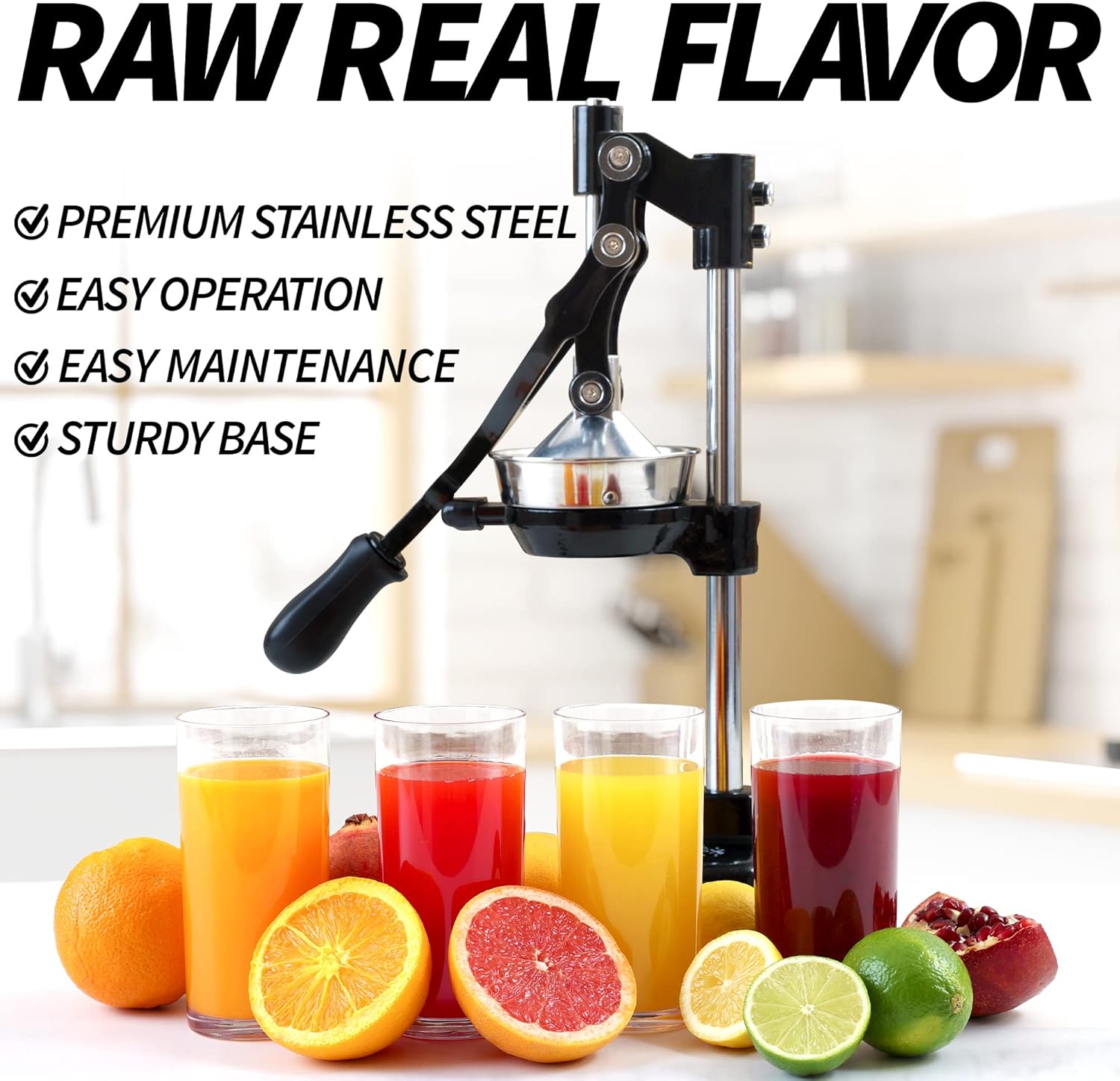 Zulay Kitchen Extra Tall Citrus Press - Manual Juicer for Orange Juice | Fits Tumblers & Tall Glasses