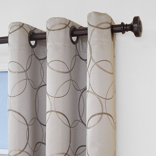 ECLIPSE Meridian Modern Blackout Thermal Grommet Window Curtain for Bedroom or Living Room (1 Panel), 42 in x 84 in, Linen