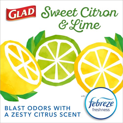 Glad Small Kitchen Trash Bags - 4 Gallon Capacity with Febreze Sweet Citron & Lime Scent | 34 Count