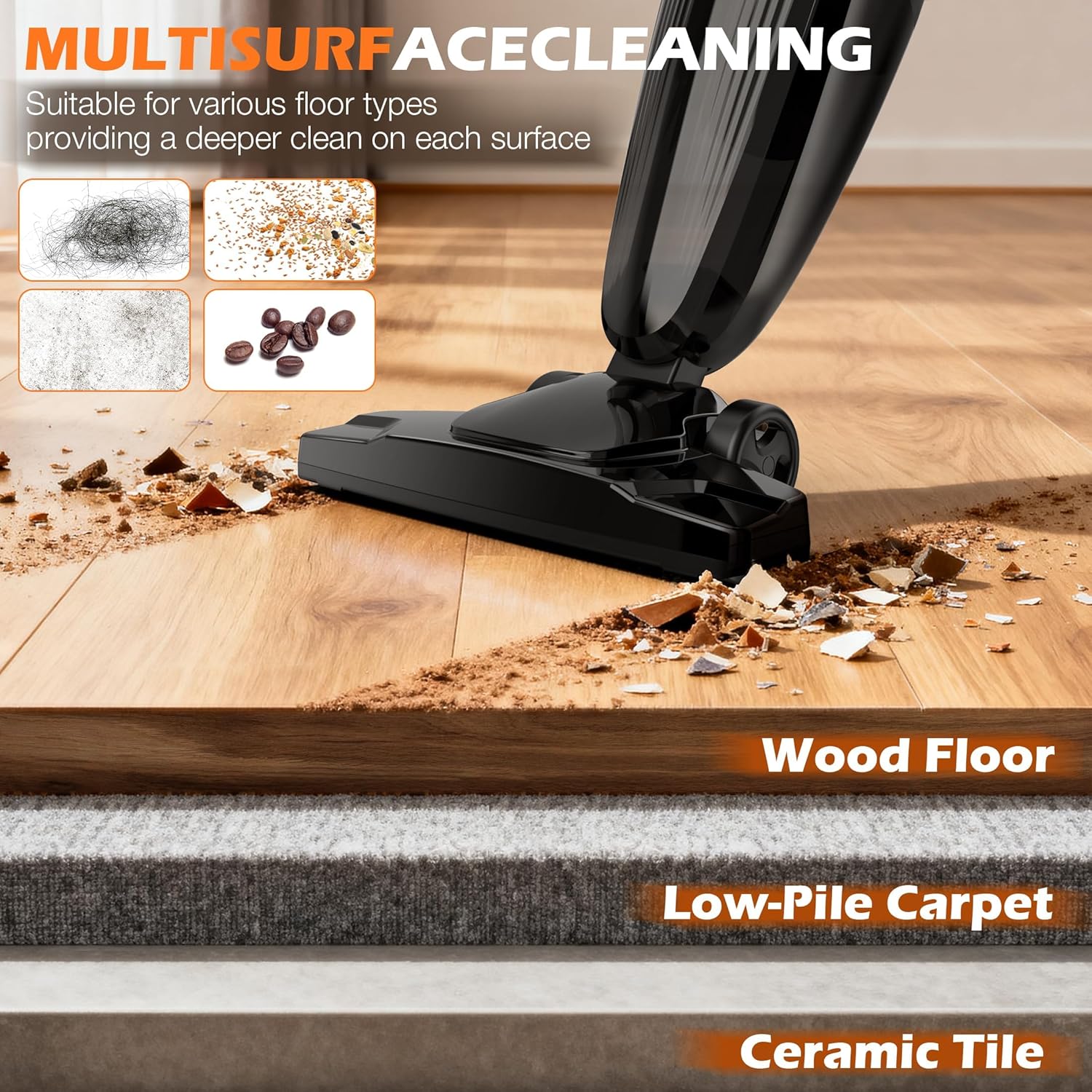 Zefiro Lightweight Corded Stick Vacuum - High Suction Bagless Cleaner for Carpets & Hard Floors | Portable for Home & RV