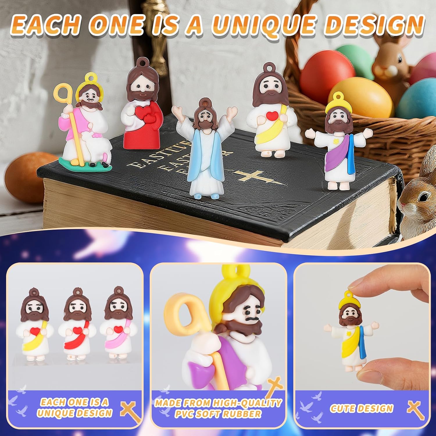Mini Jesus Figures by [Brand Name] - 60PCS Easter Basket Stuffers | Pocket-Sized Figurines for Hide and Seek
