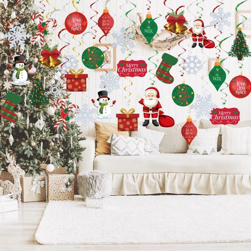 GOER Christmas Decorations - 36 Pcs Hanging Swirls for Festive Party Supplies