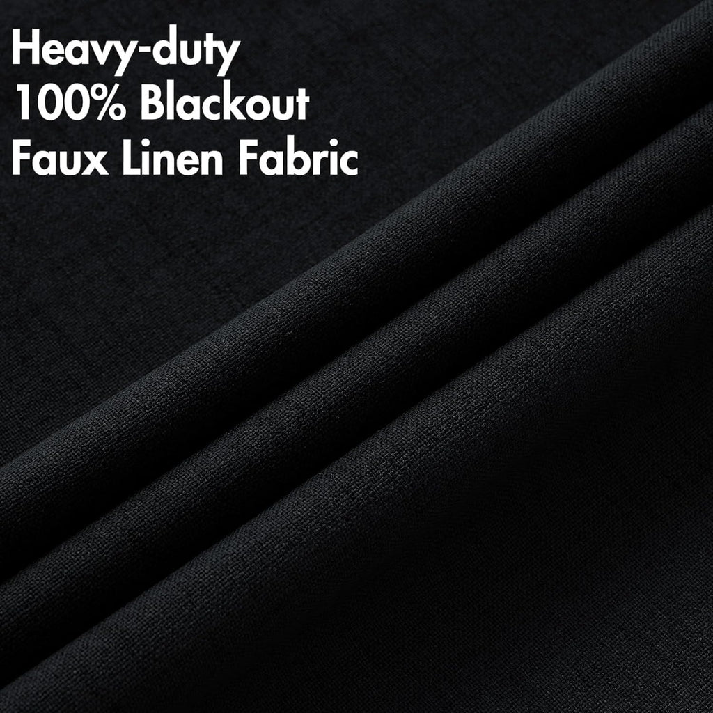 MIULEE Blackout Curtains - 100% Linen Texture Thermal Insulated Drapes | 52x54 Inch (2 Panels)