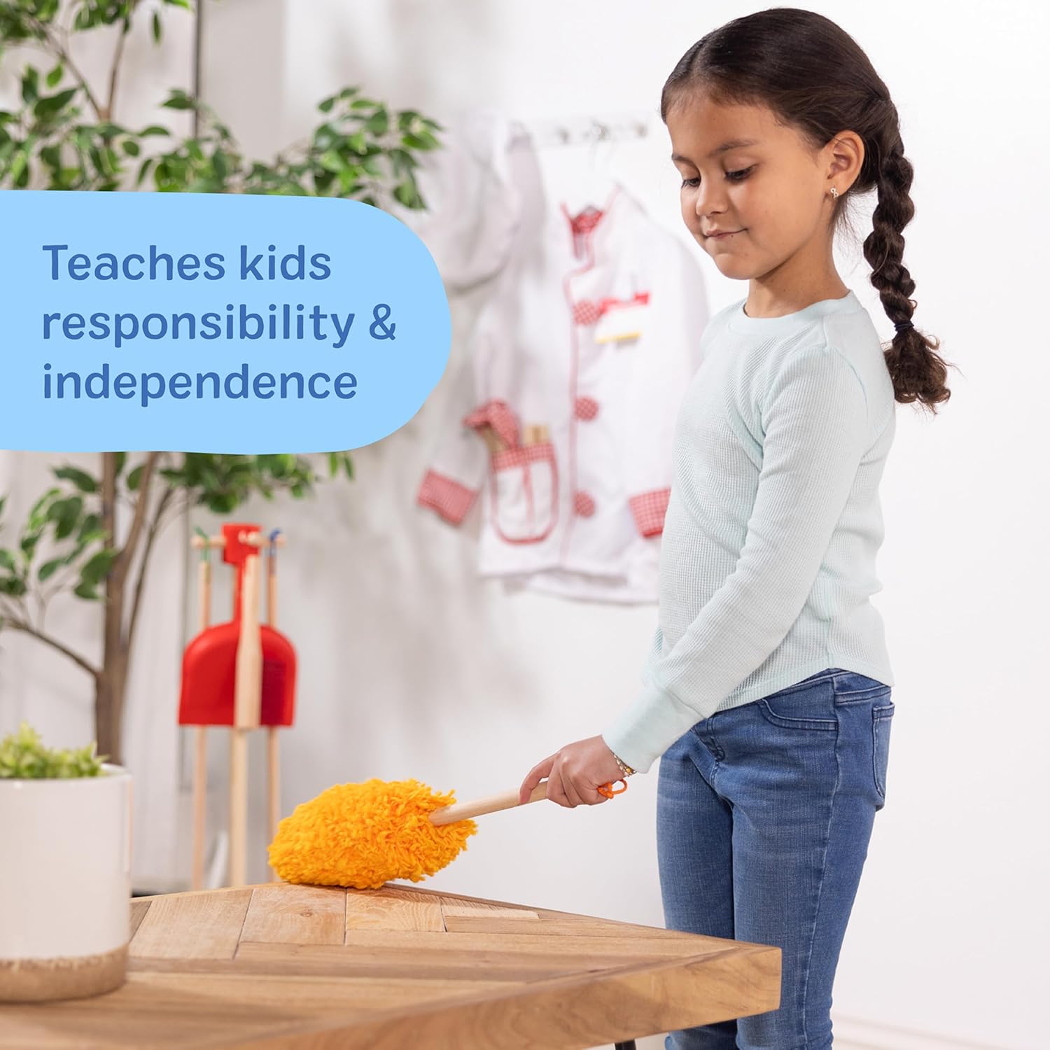 Melissa & Doug Toddler Cleaning Set - 6-Pc. Dust Sweep Mop with Broom & Accessories for Kids 3+