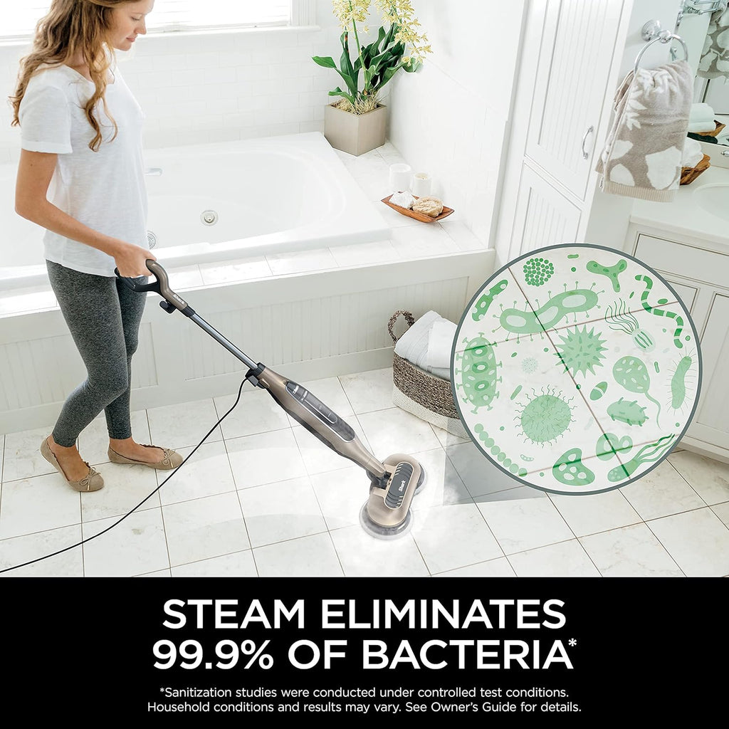 Shark S7001 Mop - Scrub & Sanitize Hard Floors with 4 Washable Pads | 3 Steam Modes & LED Headlights, Gold
