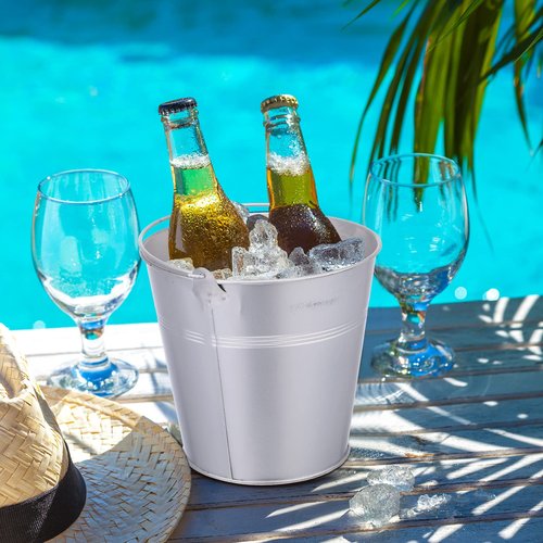 Didaey 24 Pcs Metal Beer Bucket Bulk Ice Bucket Ice Pails with Handle Champagne Soda Party Beverage Chiller for Summer Picnic Pool Wedding Party Supplies Wine Champagne Bar (7.1 x 6.5 x 5.1",Silver)