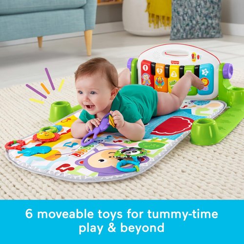 Fisher-Price Deluxe Kick & Play Piano Gym - Baby Playmat with 2 Soft Rattles for Newborns & Toddlers