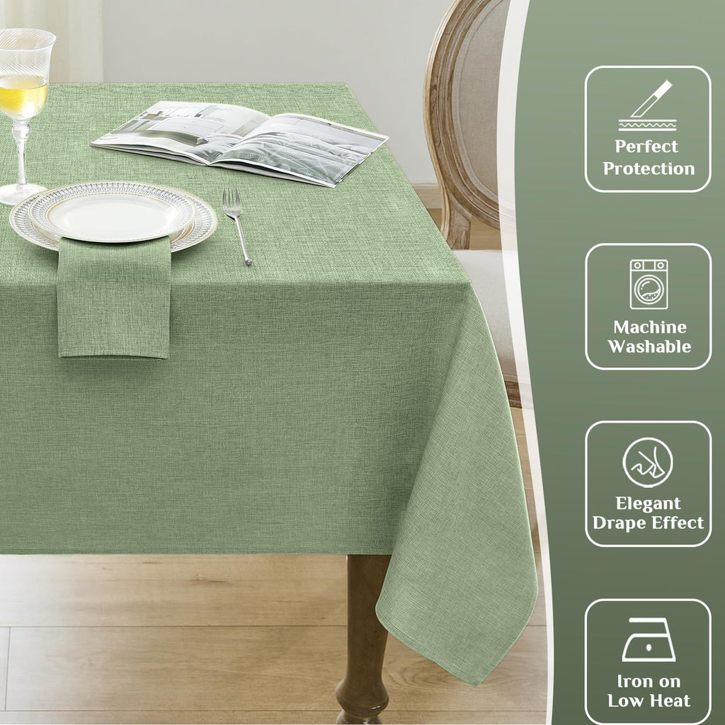 Softalker Outdoor Table Cloth Rectangle 70x52 Inch Sage Green Spring Tablecloths Linen Textured Stain and Wrinkle Resistant Decorative Dining Table Cover Waterproof for Easter,Party,Birthday,Coffee