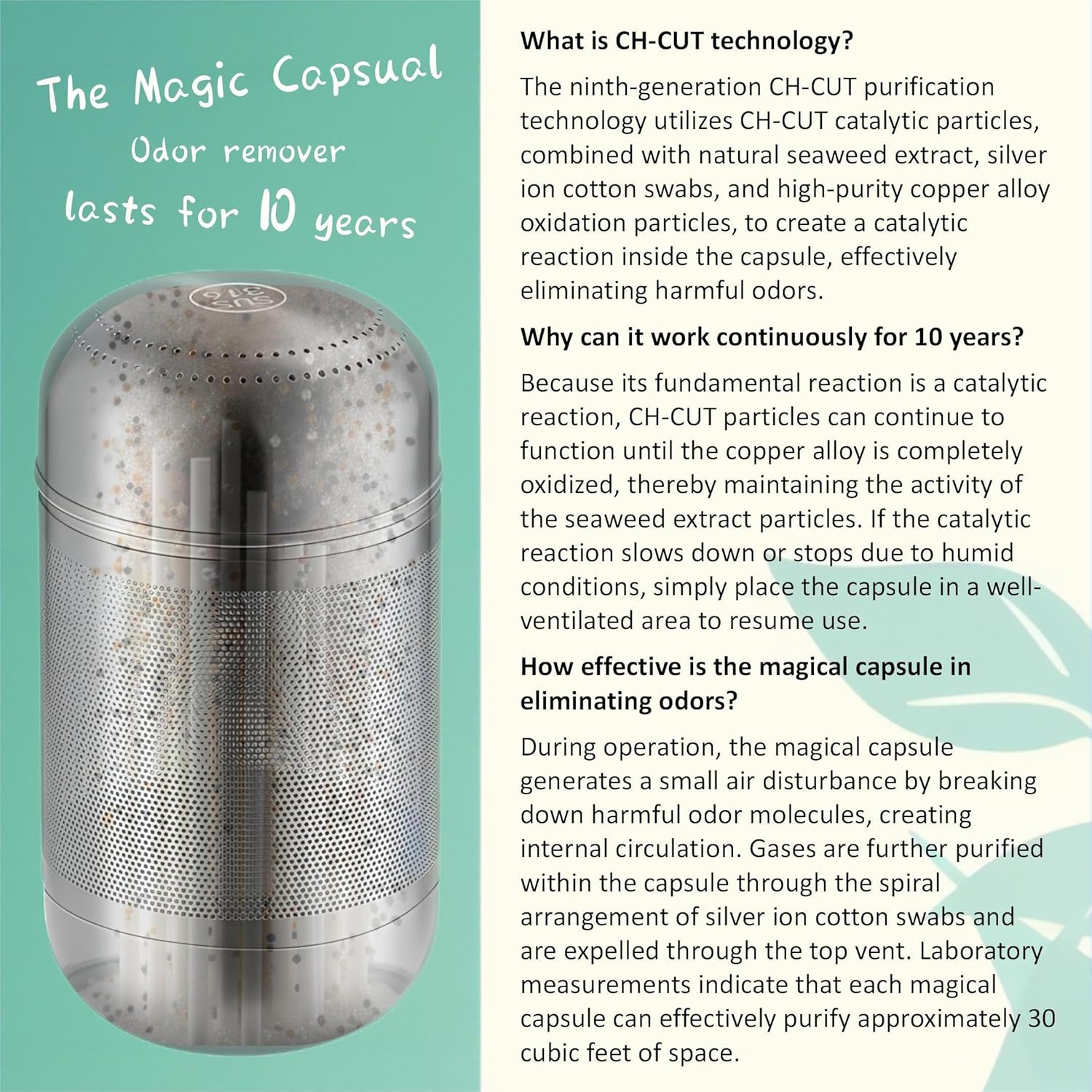 Magic Capsule Refrigerator Deodorizer - 10-Year Odor Eliminator | Superior to Baking Soda & Charcoal Bags