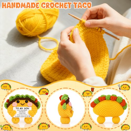Joycuff Graduation Gifts for Son from Mom Dad, Handmade Positive Crochet Taco, Graduation Birthday Gifts for Son Kids Teens, I Love You Taco Stuff for Him