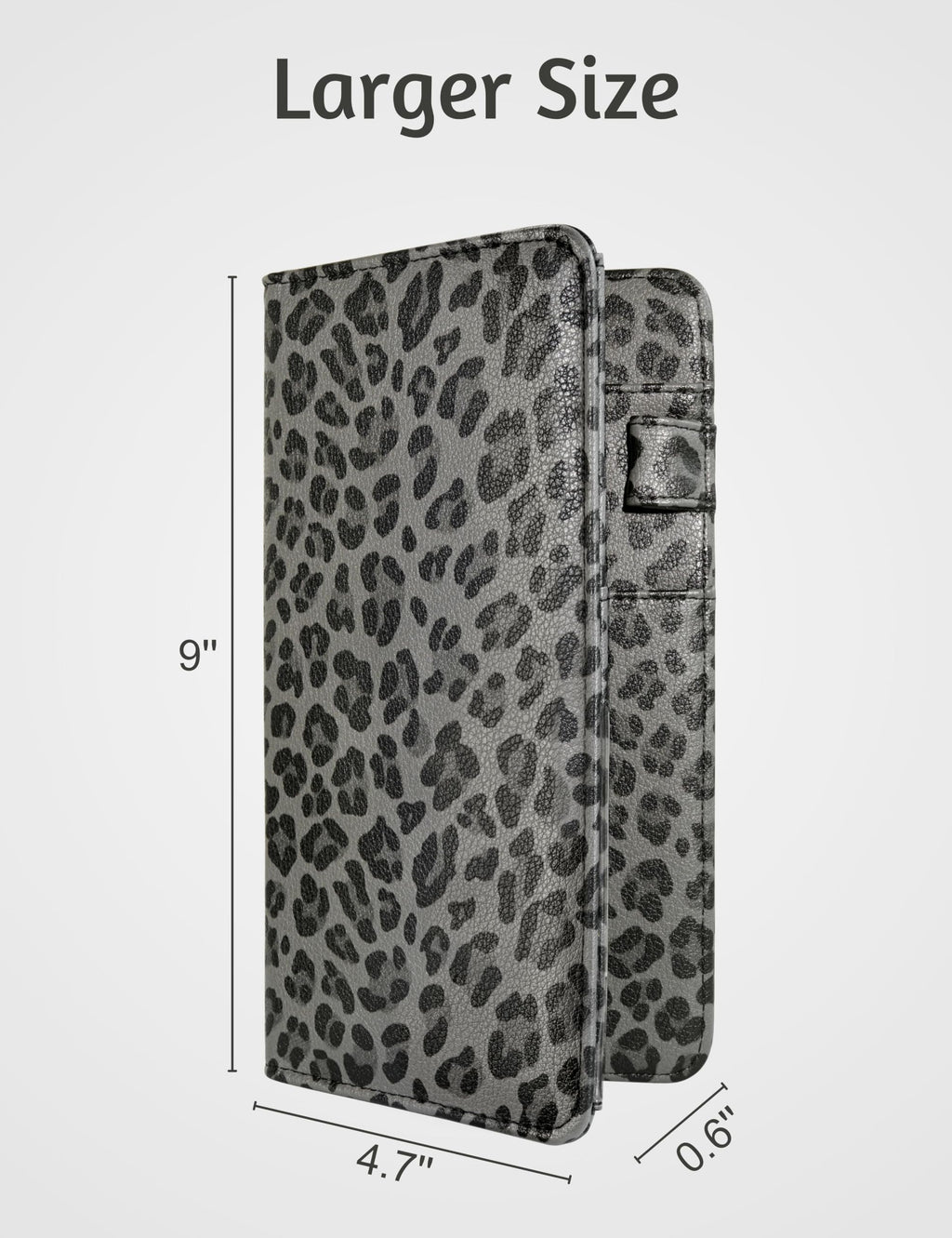 Server Book for Waitress Book with Zipper Pocket and Magnetic Closure, 5"×9" Grey Leopard Cute Server Wallet with Money Pocket, Restaurant Waitstaff Organizer Fit Server Apron