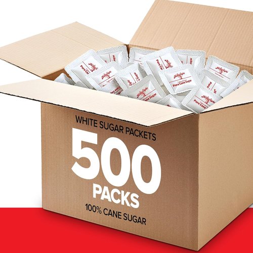 Bulk Sugar Packets - 500 Count White Sugar Packets for Coffee & Tea | Perfect for Restaurants & Offices