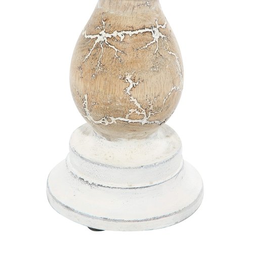 Deco 79 Wood Abstract Candle Holder, Set of 3 6", 8", 10"H, Beige