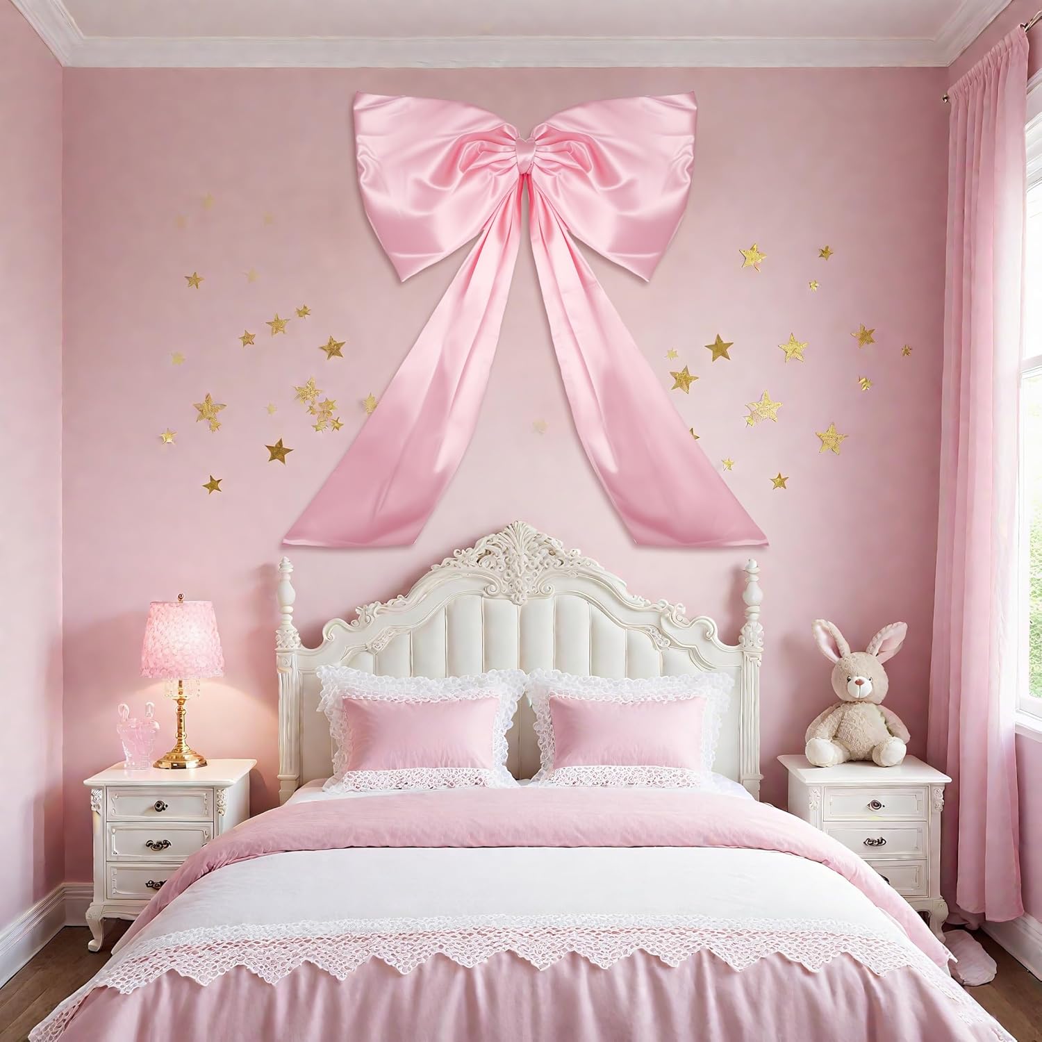 Skiennix Large Pink Bow Decor - 24 x 36 Inches | Perfect for Baby Showers & Birthday Parties