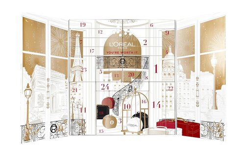 L'Oreal Paris 2025 Beauty Advent Calendar - Deluxe & Mini Makeup, Skincare, Haircare Gift Set