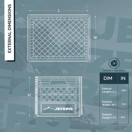 JEZERO 24 Quart 2-Pack Heavy Duty Plastic Crate | Stackable Multi-Purpose Storage Bin for Garage, Home, Office, Groceries, Outdoor, Camping & Kayaking | Black Utility Tote, 19" x 13" x 11"