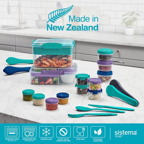 Sistema To Go Collection Bento Box Cube Plastic Lunch and Food Storage Container, 5.3 Cup, Multi-Compartment, Color Varies, BPA Free