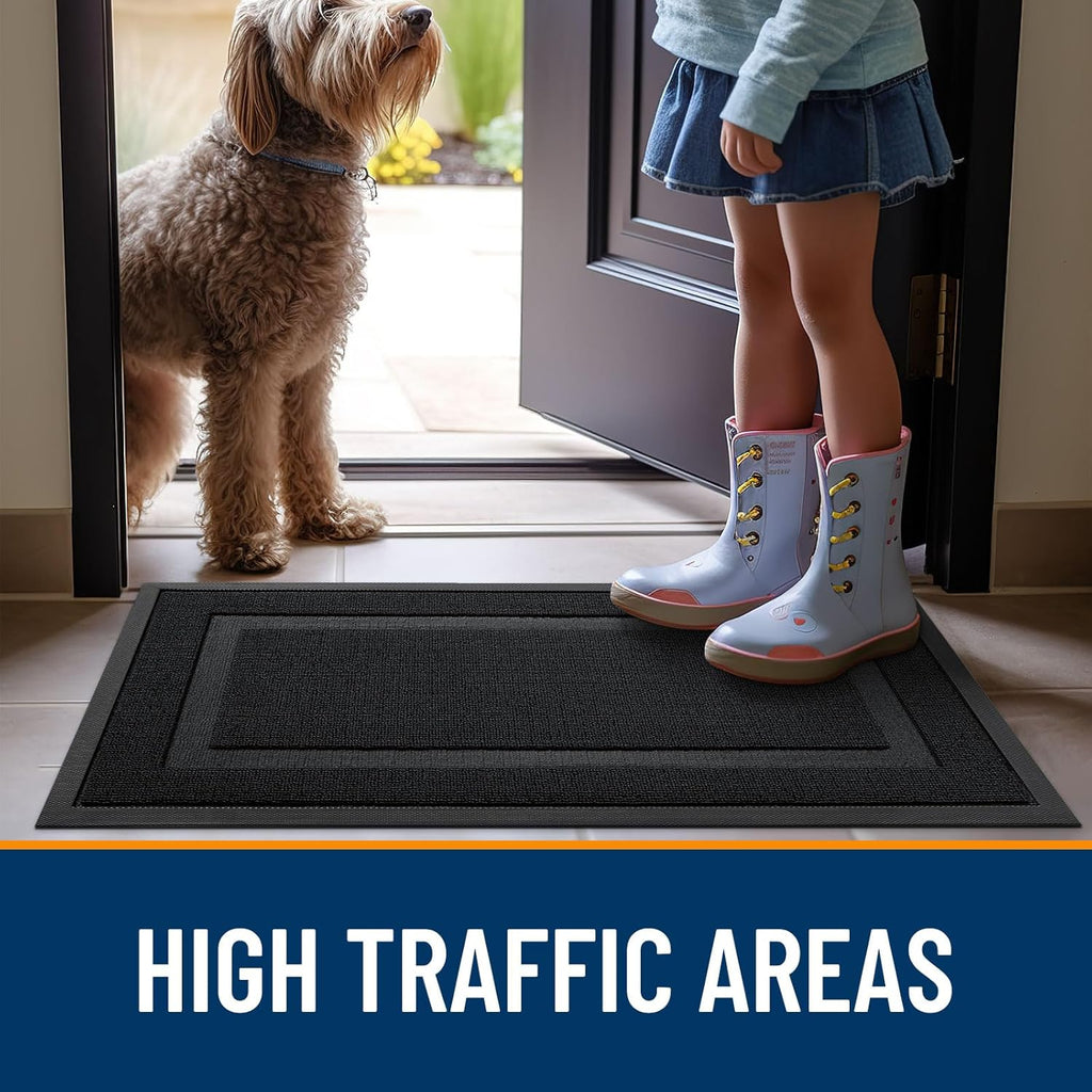 OLANLY Waterproof Front Door Mat - All-Season, Fade Resistant, Easy Clean | 29.5x17, Jet Black
