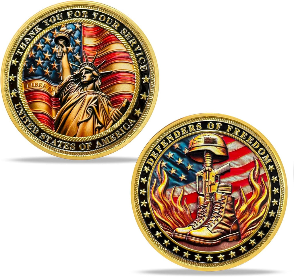 1Pcs Flame Boots Military Challenge Coin - Honoring US Army Veterans | Patriotic Eagle Flag Token