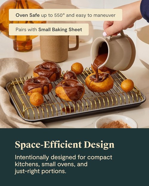 Caraway Stainless Steel Cooling Rack - 9" x 13" - Perfect for Cooling Baked Goods & Icing - Fits Small Baking Sheet