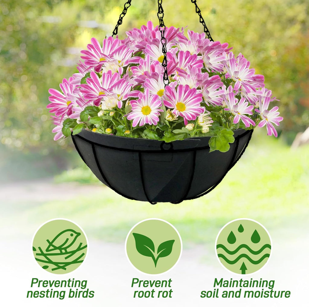 Skiennix 12-Inch Fabric Planter Basket Liners - Durable Felt Coco Fiber Replacement for Hanging Baskets