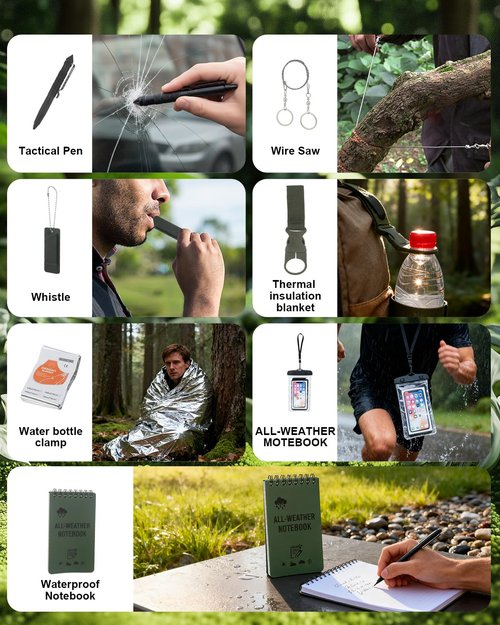 Advent Calendar 2025, Survival Kit 24-Day Christmas Countdown – Outdoor & Emergency Survival Tools, Camping Gear & Cool Gadgets – Xmas Gift for Men, Teens, Outdoor Enthusiasts