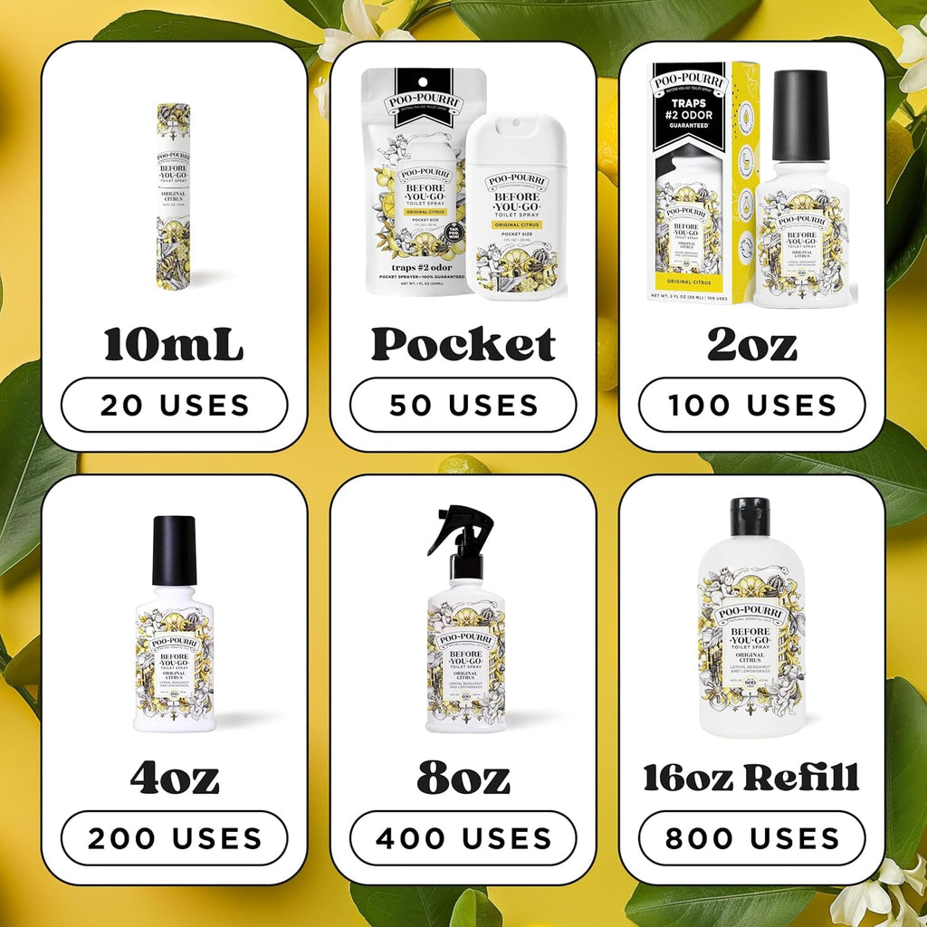 Poo-Pourri Before-You-Go Toilet Spray - Travel Essentials Variety Pack | 5 Scents, TSA Approved, 0.34 Fl Oz