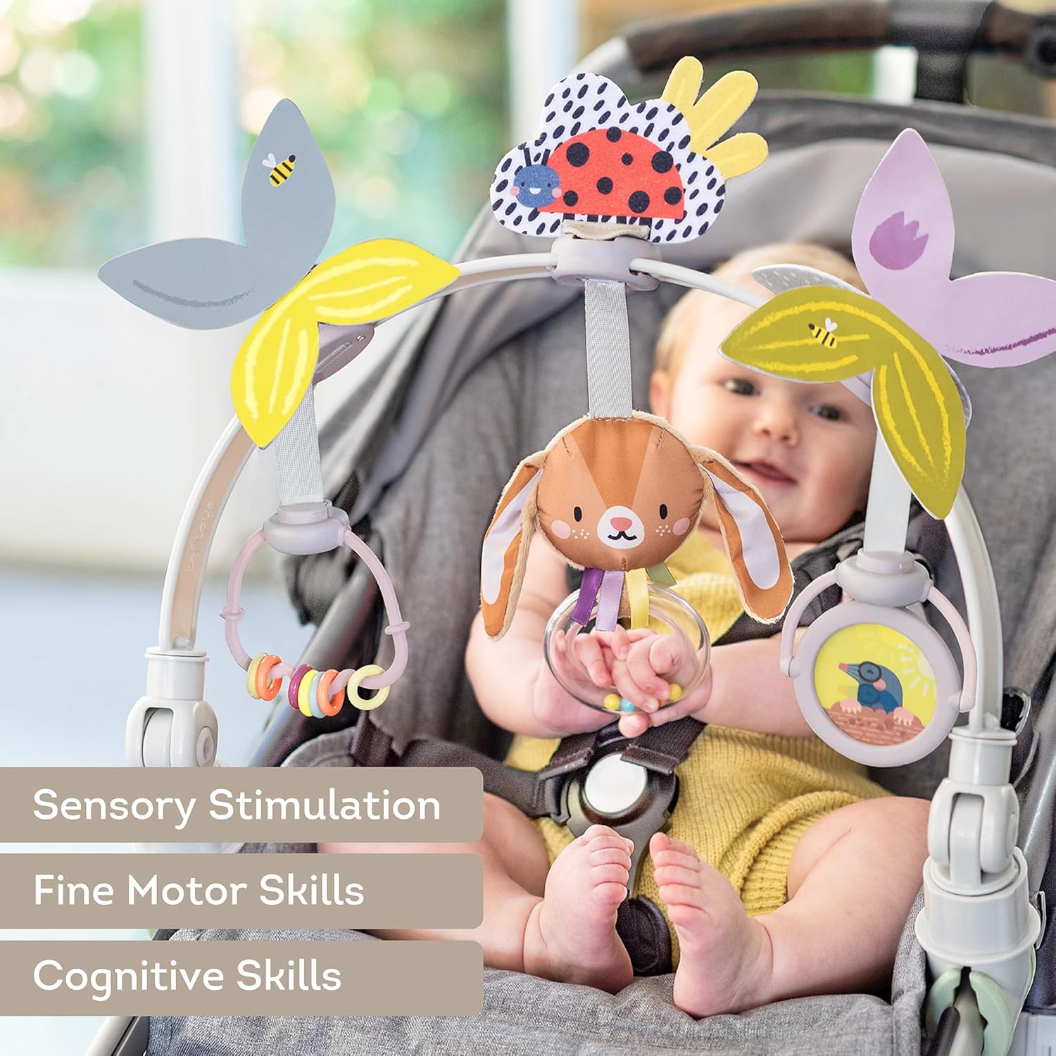 Taf Toys Baby Activity Arch - Engaging Stroller & Car Seat Toy with Rattling Beads & Spinning Mirror | 0-12 Months