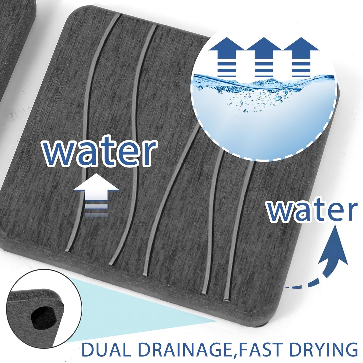 Skiennix Water Absorbing Stone Tray - Fast Drying Diatomite Coasters for Kitchen & Bathroom | 3PCS Set