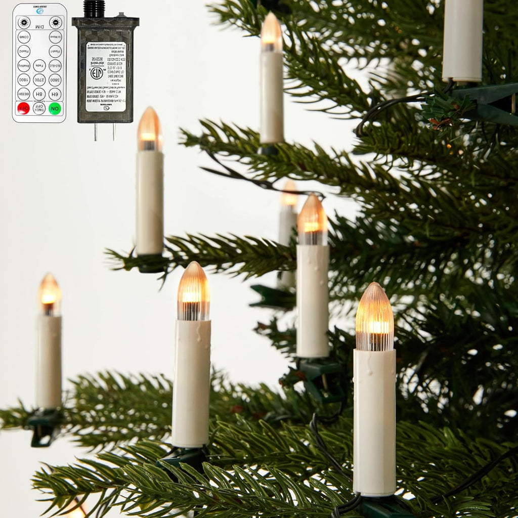 Skiennix 50 Pcs Flameless Christmas Candle Lights - 3 Color & 11 Mode Remote Control | 3D Flickering LED for Trees & Weddings
