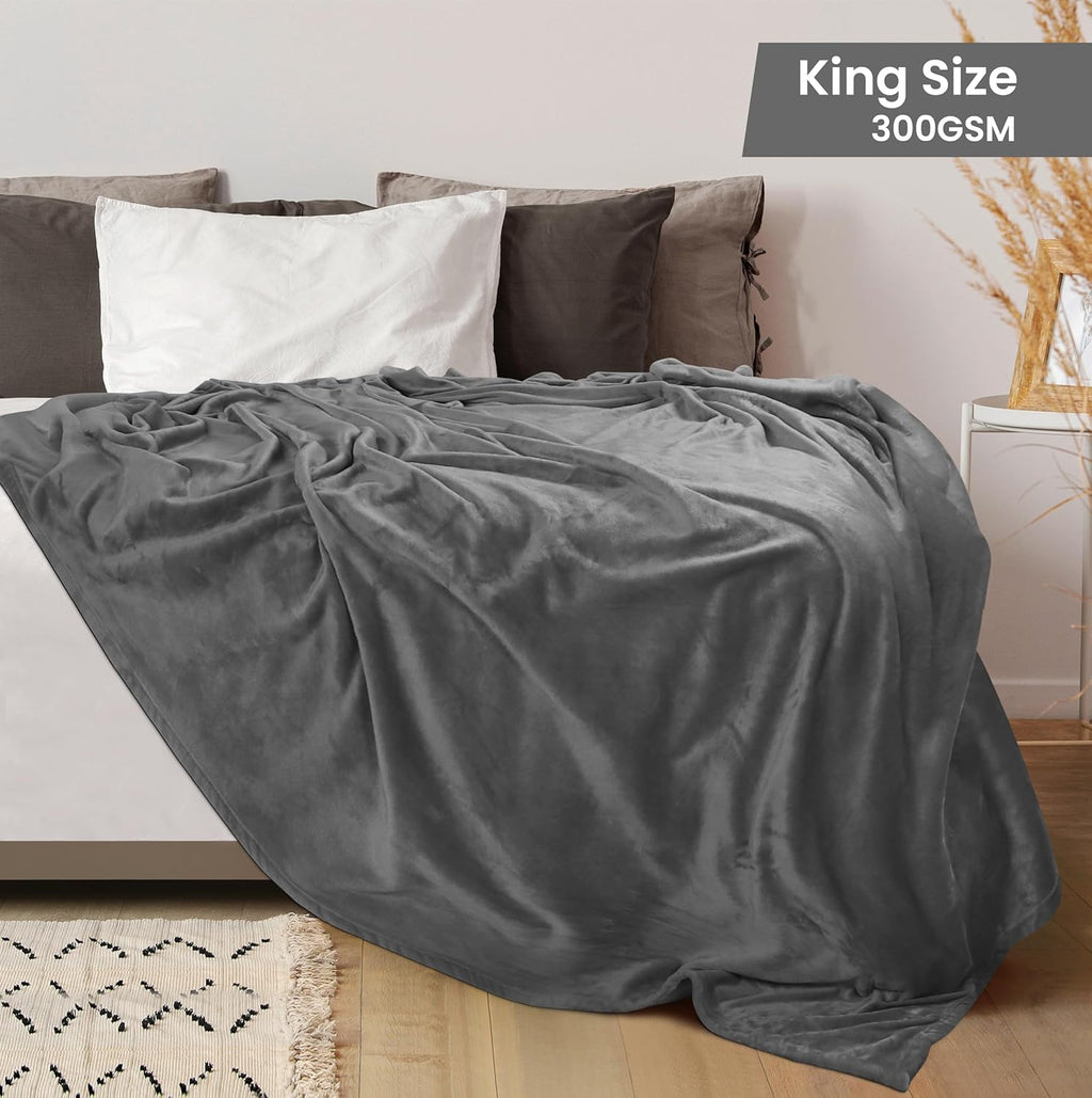 Utopia Bedding Grey Fleece Blanket - Luxury Soft King Size 300GSM (90x102 Inch) | Bulk Pack of 9