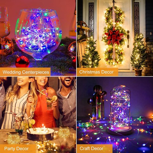 Btfarm 20 LED Fairy Lights - Battery Operated Twinkle String Lights | Waterproof Mini Silver Wire, Warm White/Colorful, 7ft