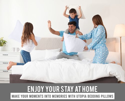 Utopia Bedding Bed Pillows for Sleeping Queen Size (White), Set of 2, Down Alternative Pillow for Sleeping, Cooling Hotel Quality Pillow Set for Back, Stomach or Side Sleepers