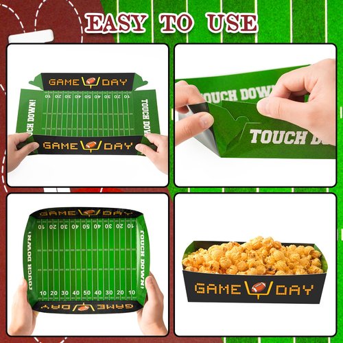 36Pack Football Party Decorations Large Football Food Plates Football Paper Snack Tray Disposable Bowls Football Theme Party Favors for Gameday Carnivals Sport Game Events Birthday Party Supplies