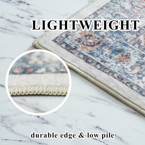Hallway Washable Runner Rug - Vintage Soft Non-Slip Indoor Carpet for Entryway, Kitchen & Bathroom (2x3, Brick)