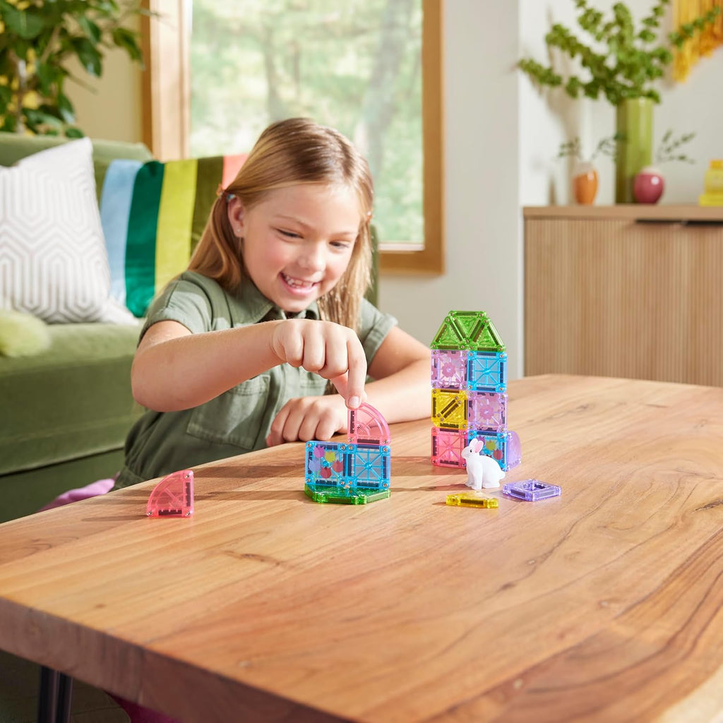 Magna-Tiles MicroMAGS 24-Piece Spring Garden Travel Set - Original Magnetic Building Blocks