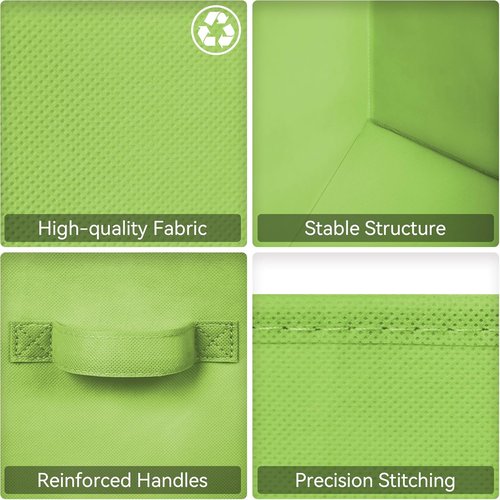 GRANNY SAYS Cube Storage Bins - 11-Inch Foldable Fabric Organizers with Handles | 6-Pack Light Green
