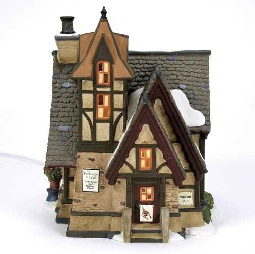 Department 56 | Dickens Village The Partridge and Pear Restaurant - Lit Building, 7.68 Inch, Multicolor