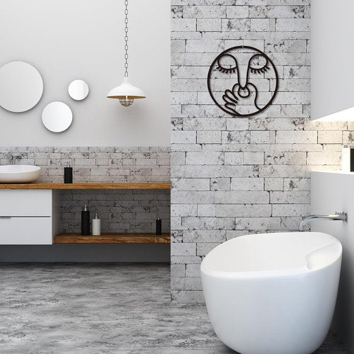 ARTINME Funny Bathroom Wall Decor - Humorous Metal Sign for Guest Toilet | Modern 12'' Round Design