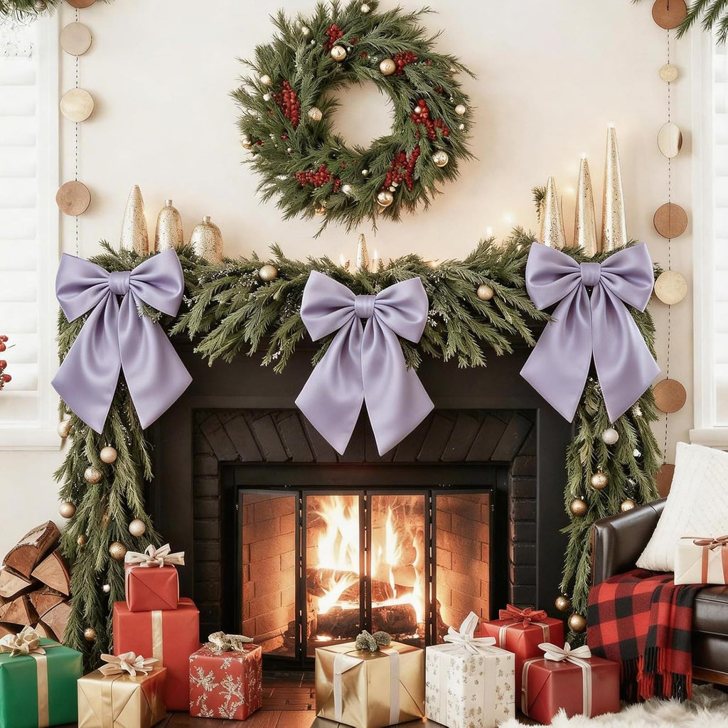 Skiennix Big Purple Bows - Valentine's Day Tree Topper | 23x11 in Heavyweight Satin Decor
