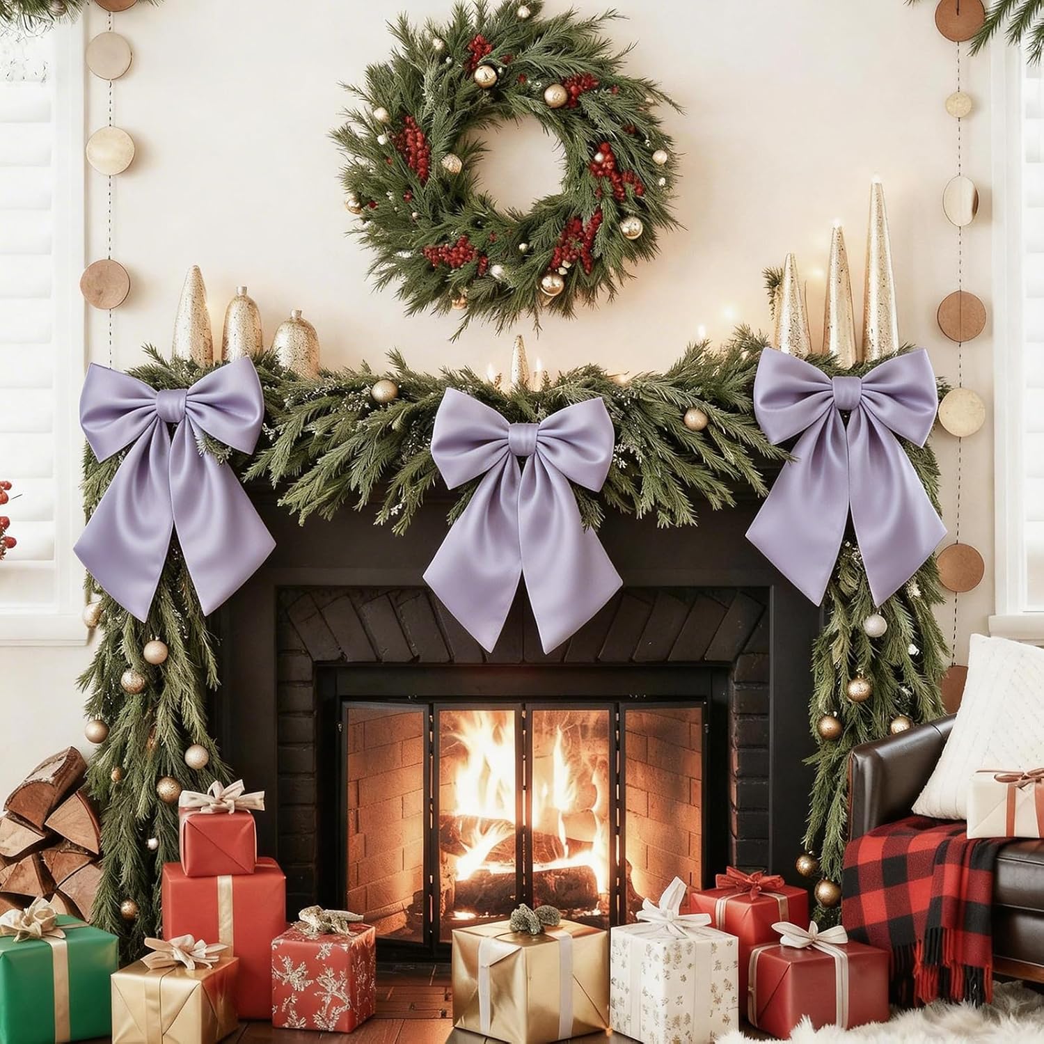 Skiennix Big Purple Bows - Valentine's Day Tree Topper | 23x11 in Heavyweight Satin Decor