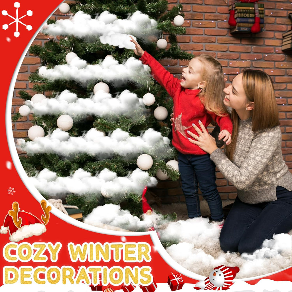 YUNAI Artificial Snow Decorations - Fluffy Cotton Stuffing for Crafts | 500g/17.64oz for Winter Decor