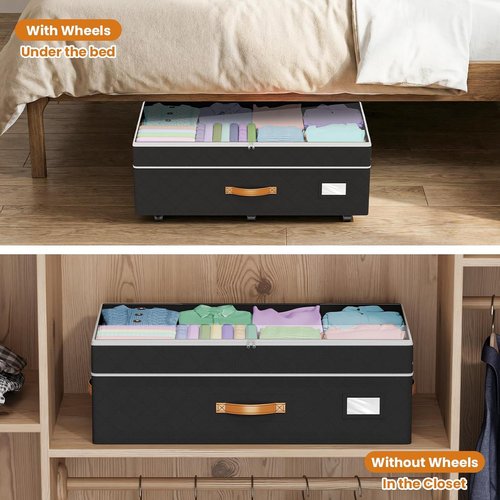Budding Joy Under Bed Storage Containers - 90L Capacity with Wheels | 2-Pack for Easy Organization