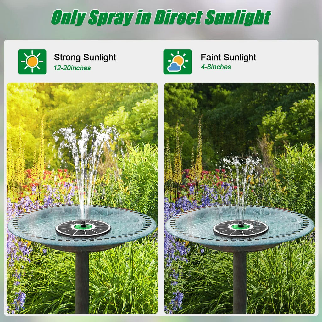 Yzert Solar Fountain - Eco-Friendly Bird Bath Water Feature with 4 Fixed Rods & 7 Nozzles | Green Flower Design