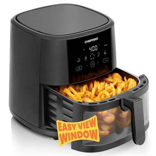 Chefman TurboTouch Easy View Air Fryer, The Most Convenient And Healthy Way To Cook Oil-Free, Watch Food Cook To Crispy And Low-Calorie Finish Through Convenient Window, 8 Qt