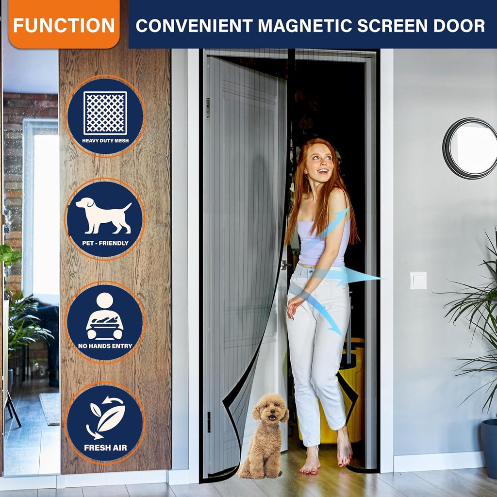 Mesh Screen with Magnetic Closure by [Brand Name] - Heavy Duty Bug Barrier for Doors | Pet & Kid Friendly (38 x 82 Inch)