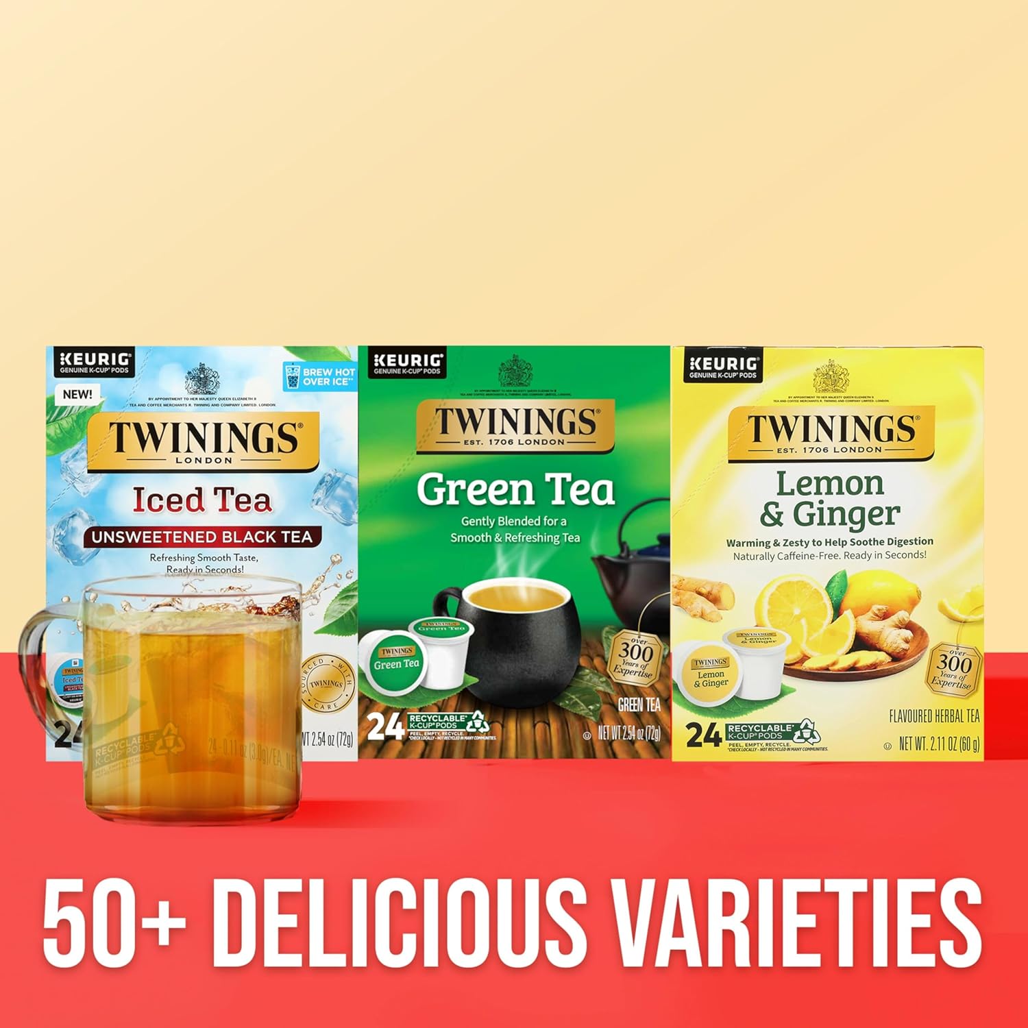 Twinings Green Tea K-Cup Pods - 24 Count | Smooth Flavor & Enticing Aroma, Perfect Hot or Iced