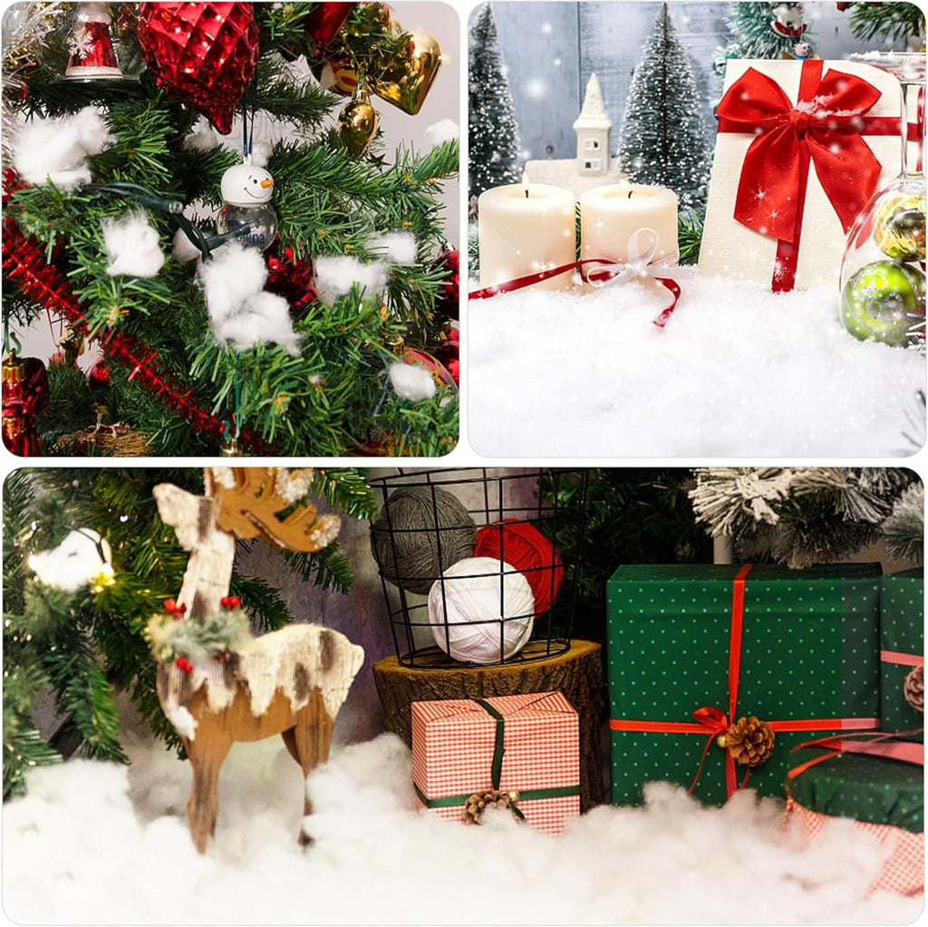Winemana 30oz Artificial Snow Decor - Fluffy Cotton-Like Winter Decoration for Christmas Trees & Crafts
